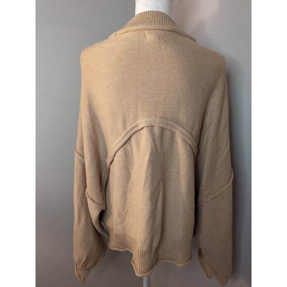 Pol oversized knit balloon sleeve slouchy neutral sweater lg - Picture 3 of 10